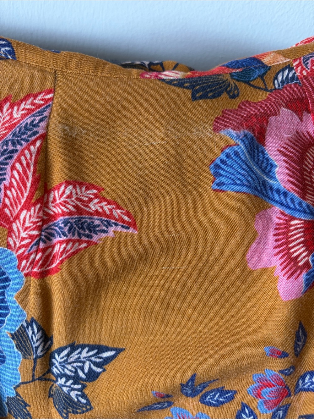 Farm Rio X Anthropologie Mustard Maxi Skirt with Pink and Blue Floral Bird Print - Picture 6 of 6